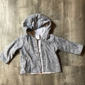 Baby Gap Feathered Gray Button Hoodie